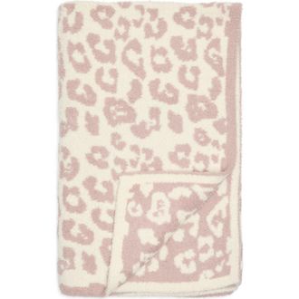 Barefoot Dreams CozyChic Leopard Print Throw Blanket in Faded Rose/Cream at Nordstrom Rack