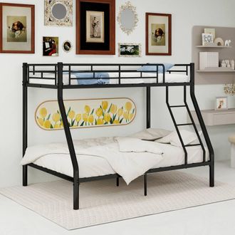 Matteo Black Metal Bunk Bed - Safety Guardrails & Ladder - Single