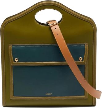 Burberry Leren shopper met zakken - Groen
