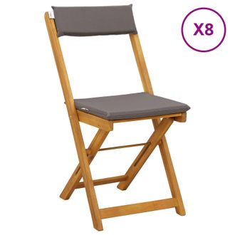 vidaXL Sillas Bistro De Exterior 8 Pcs Gris Oscuro 40 X 53 X 80 Cm Vidaxl