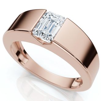 Pompeii3 Mens 1Ct Emerald Cut Diamond Wedding Anniversary Ring 14k Gold or Platinum
