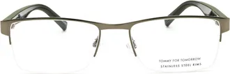Tommy Hilfiger TH2047 Rectangular Metal Frame Eyeglasses - Silver