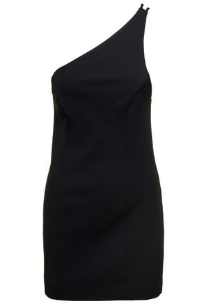 Gauge81 Colorado One Shoulder Mini Black Dress In Viscose Blend Woman Gauge81