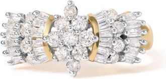 House of Brilliance 10K Yellow Gold 1.00 Cttw Diamond Starburst Ring Band at Nordstrom, Size 7
