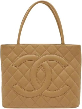 Chanel Pre-owned Vintage Shoulder Tote - Dames - Vintage Shopper - Beige - ONE Size - Leer - Vintage