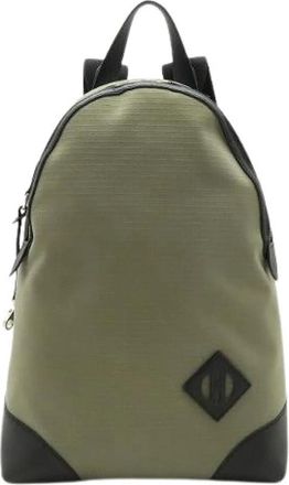 Herm&egrave;s Pre-owned Canvas Backpack - Dames - Vintage Rugzakken - Groen - ONE Size - Leer - Vintage