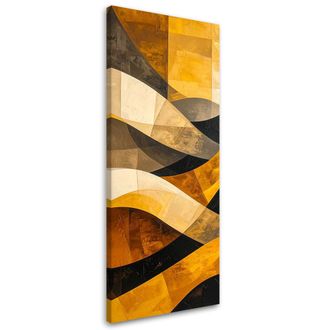 Feeby Impresi&oacute;n De Imagen, Abstracci&oacute;n L&iacute;neas Formas Amarillo Negro Dorado, 40x120