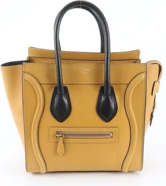 Celine Black Yellow Leather Handbag Tote Bag (Pre-Owned)