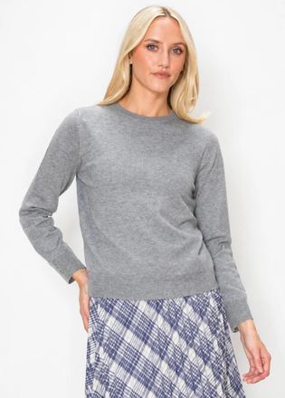 YAL New York Grey Pullover Sweater with Ribbed Trim