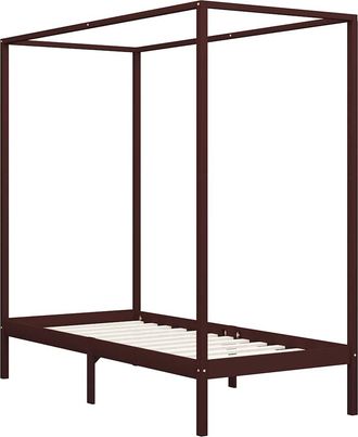 vidaXL Cama Con Dosel Sin Colch&oacute;n Madera Maciza Marr&oacute;n 100x200 Cm Vidaxl