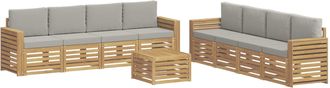vidaXL Conjunto De Sof&aacute;s De Exterior 9 Uds. Blanco Y Gris Claro Vidaxl