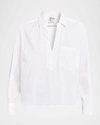Finley Joni Boxy Silky Cotton Poplin Shirt