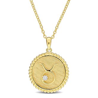 Mimi & Max 1/6ct TGW Created White Sapphire Pisces Zodiac Sign Necklace Yellow Silver