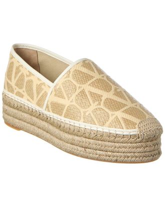 Valentino Vlogo Toile Iconographe Canvas & Leather Platform Espadrille