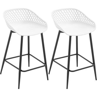 Woltu 2x Taburetes De Bar O Cocina, Taburetes De Bar Profesionales, Con Respaldo Y Reposapi&eacute;s, Blanco - Woltu