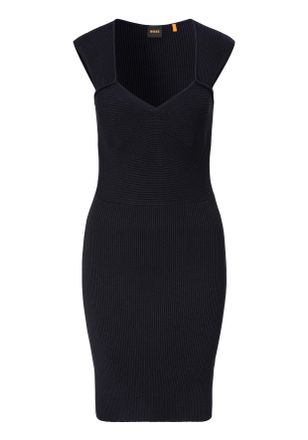 Boss Orange by Hugo Boss Strickkleid BOSS ORANGE Foberts Premium Damenmode, Damen, Gr. XL (42), N-Gr, blau (dunkelblau 404), Jersey, Obermaterial: 72% Viskose, 28% Polyester, 