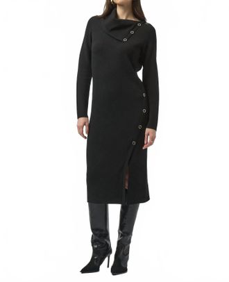 Joseph Ribkoff Grommet Detail Cowl Neck Midi Sheath Dress In Black