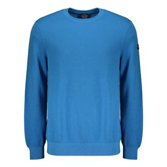 Paul & Shark Paul & Shark, Round-neck Knitwear, male, Blue, Size: S Cotton Round-neck Pullover