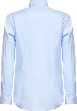 Giorgio Armani Mens Shirt Slim-Fit Light Blue Cotton