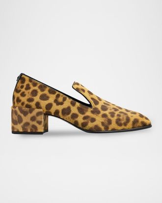 Jimmy Choo London 45mm Elliot Leopard Calf Hair Loafers