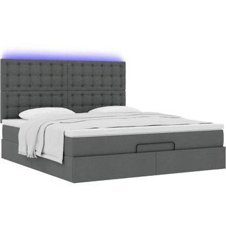 vidaXL Vidaxl - Estructura Cama Otomana Colch&oacute;n Tela Gris Oscuro 160x200 Cm