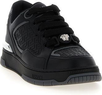 Versace Mens Black Calfskin Athletic Sneakers