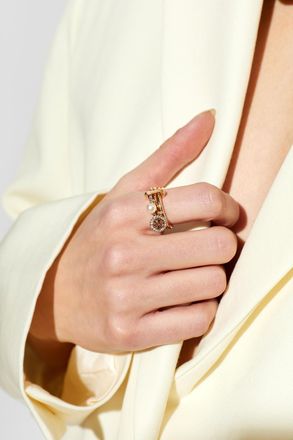 Tory Burch Ring With Shimmering Crystals, Womens, Gold