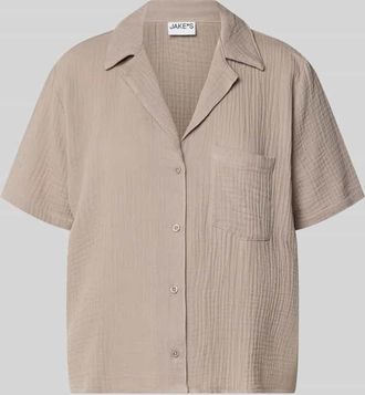 Jake*s Casual Relaxed Fit Pyjama-Oberteil mit Brusttasche in Taupe, Gr&ouml;&szlig;e 34