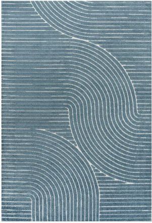 Jonathan Y Designs Hallie High-Low Minimalist Curve Geometric Indoor/Outdoor Area Rug in Dark Blue/cream at Nordstrom, Size 4Ft 0In X 6Ft 0In