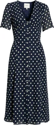 Reformation Lise Polka Dot Chiffon Dress in Orion Dot at Nordstrom, Size 10