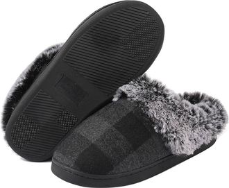 Generic Winter Slippers Fuzzy Anti-Slide Winter for Women Indoor House Closed Toe Plush Fleece Lined Flat Christmas Gifts for Women Men