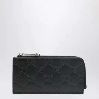 Gucci Black GG Emblem zip card holder