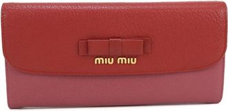 Miu Miu Red Color Leather Long Wallet (Bi-Fold) (Pre-Owned)