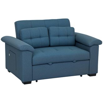 HOMCOM Click Clack Sofa Bed 2 Seater Sofa Bed for Living Room - Blue | TJ Hughes