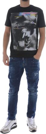 Dsquared2 Mens Savage Print Graphic Cotton T-Shirt In Black