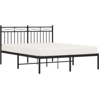 vidaXL Estructura Cama Sin Colch&oacute;n Con Cabecero Metal Negro 135x190 Cm Vidaxl