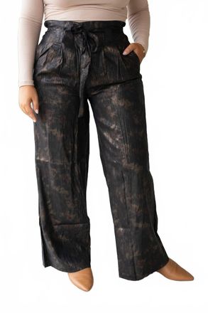 Glam Glistening High-Waisted Bow Pants In Black