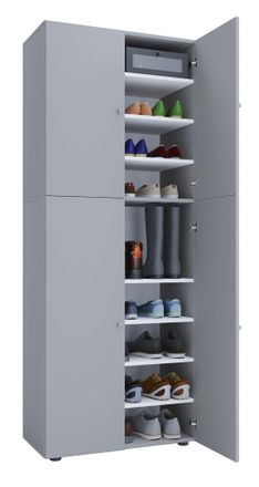 ebuy24 Ebuy24 - Gabinete De Zapato De Madera Vcm Dimensiones: An. 70 X Al. 184 X T. 40 Cm Gabinete Todo Uso 9 Compartimentos 4 Puertas Giratorias - Lona (gri