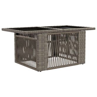 vidaXL Mesa De Jard&iacute;n Gris 100 X 55 X 37 Cm Rattan Pe Y Cristal Vidaxl