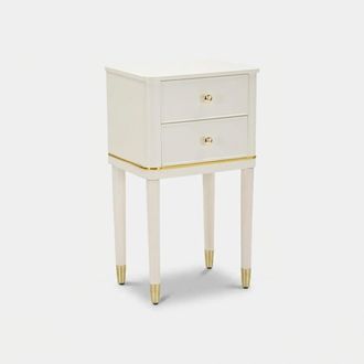 Les Tendances Mesita De Noche De Madera Con 2 Cajones Para Dormitorio Camille - Blanco