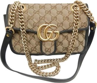 Gucci Pre-owned Cross Body Bags, female, Beige, Size: ONE SIZE Pre-owned GG Marmont Shoulder Bag