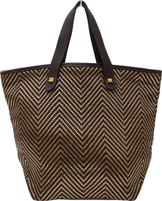 Herm&egrave;s Gold Brown Leather Handbag Tote Bag (Pre-Owned)