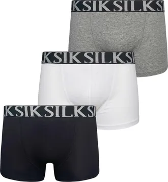 Siksilk Pack de 3 Calzoncillos Boxer para Hombre Negro XXL