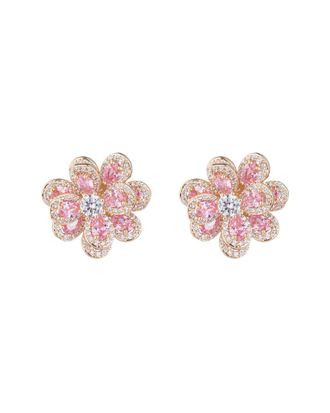 Eyecandy LA Eye Candy La Luxe Collection Pink Flower Cubic Zirconia Stud Earrings