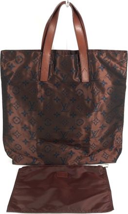 Louis Vuitton Brown Leather Nylon Shoulder Bag Tote Bag (Pre-Owned)