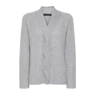 Elena Miro Truien & Vesten, Dames, Grijs, XL, Wol, Trui met maxi vlecht