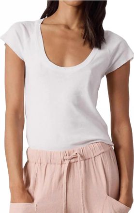 NSF Gia Fitted Rib U Neck Tee In Chalk