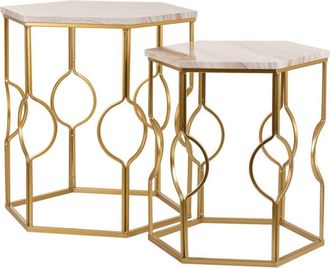 Wanderlust Deco Set 2 Mesas De Metal Doradas