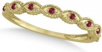 Allurez Antique Marquise Shape Ruby Wedding Ring 14k Yellow Gold (0.18ct)