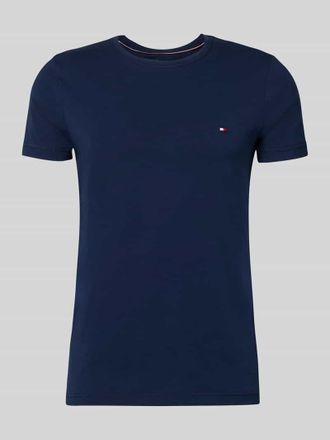 Tommy Hilfiger Slim Fit T-Shirt aus Baumwoll-Mix in Marine, Gr&ouml;&szlig;e XXL